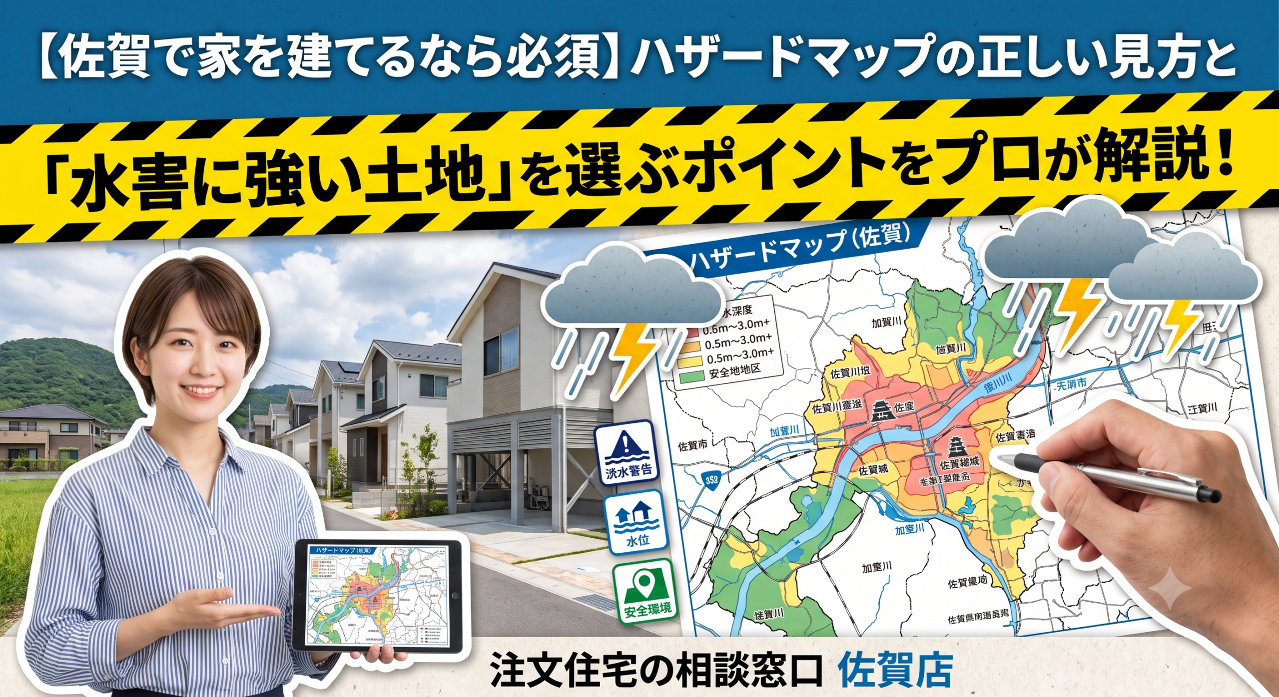 【佐賀で家を建てるなら必須】ハザードマップの正しい見方と「水害に強い土地」を選ぶポイントをプロが解説！